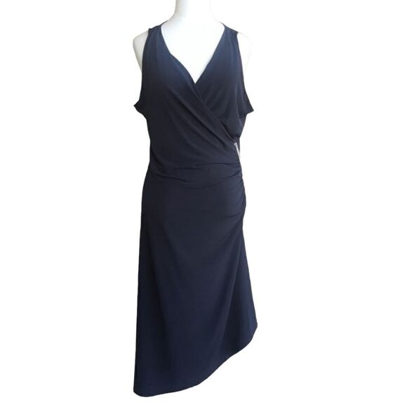 MICHAEL KORS Black Ruched Wrap Dress - Size Large‎ - Picture 1 of 7